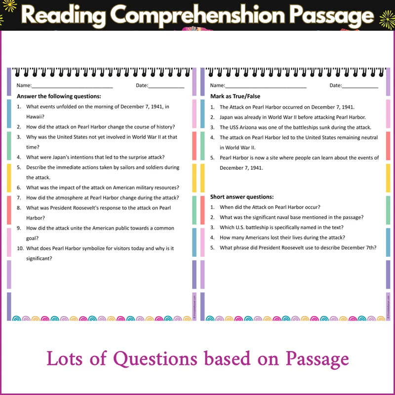 Attack on Pearl Harbor | Reading Comprehension Passage and Questions ...