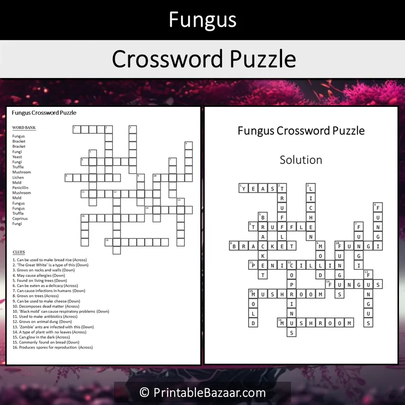 Fungi Word Search Puzzle Worksheet Activity PDF — Free printable PDF ...