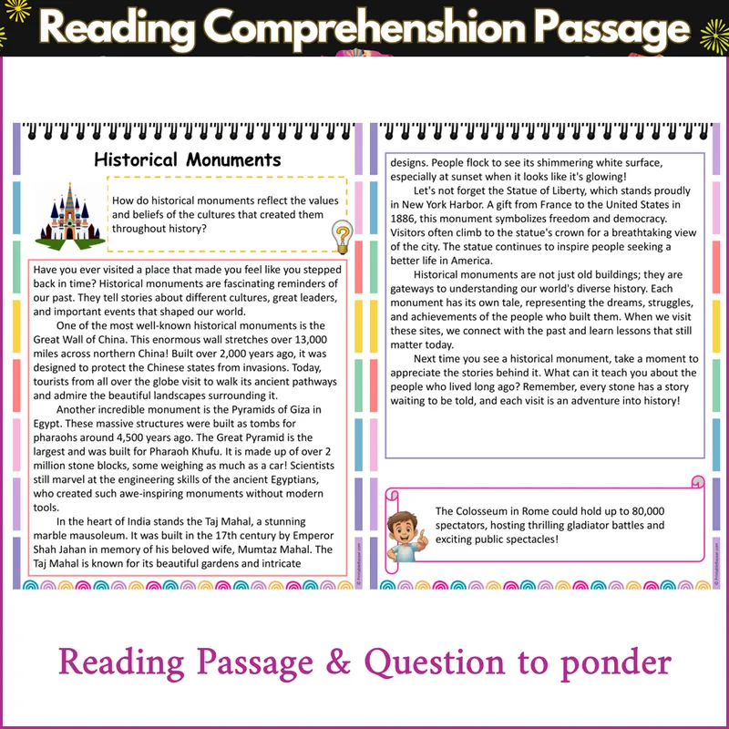 Historical Monuments | Reading Comprehension Passage and Questions ...